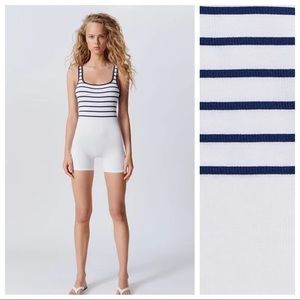 Zara Striped Navy and White Bodysuit